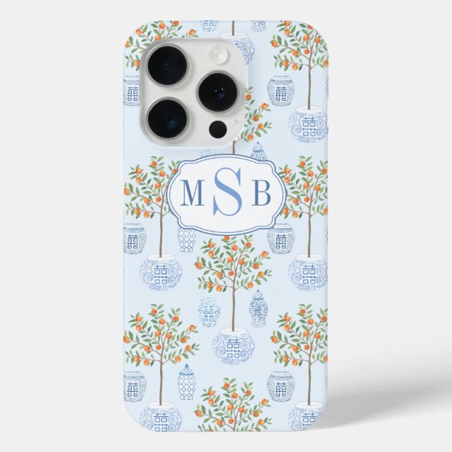 Monogram Grandmillenial Citrus Tree Ginger Jar Case-Mate iPhone Case (Back)
