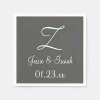 Monogram Granite Grey Simple Colourful Paper Napki