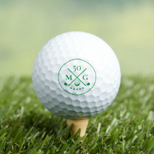 Monogram Green 40th 50th 60 Birthday Golf Modern Balls