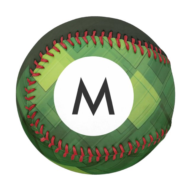 Monogram Green abstract technology design Baseball (Front Left)