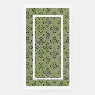Monogram Green and Black Retro Pattern Napkin