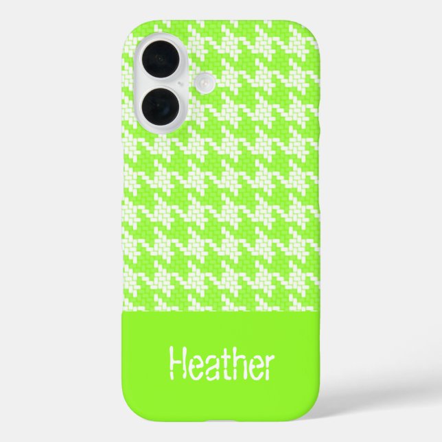 Monogram green and white houndstooth pattern  Case-Mate iPhone case (Back)