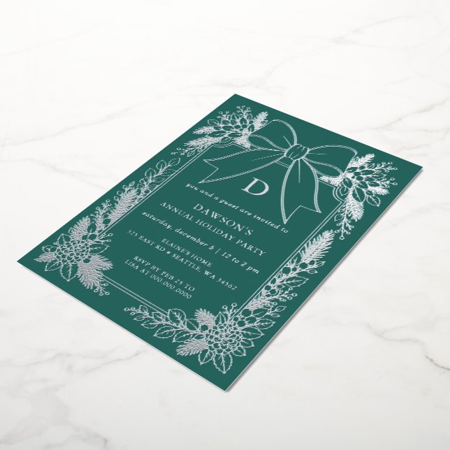 Monogram Green Bow Garland Christmas Party (Rotated)