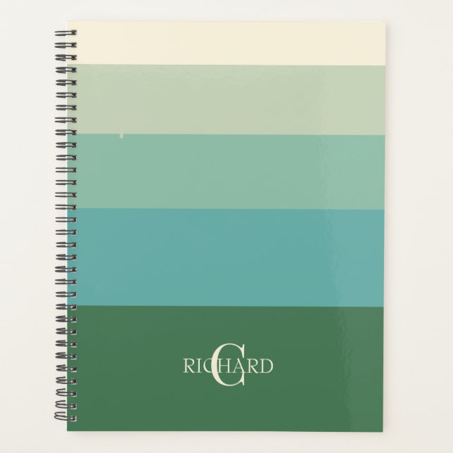 Monogram Green Colour Blocked To Do List  Planner (Front)