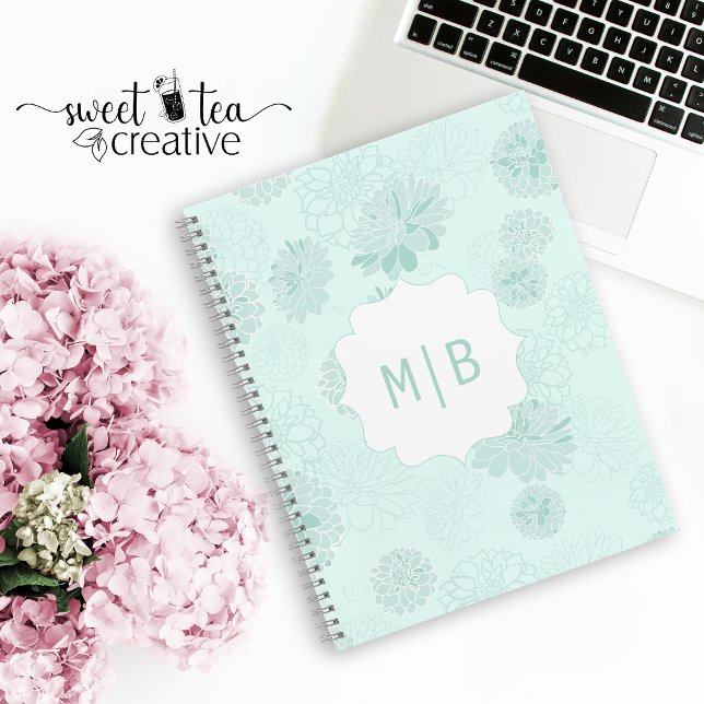 Monogram Green Elegant Spiral Notebook (Creator Uploaded)