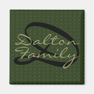 Monogram Green (Family) Square Magnet