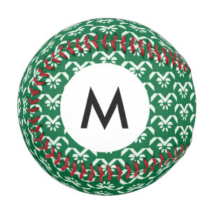 Monogram Green floral zigzag Baseball