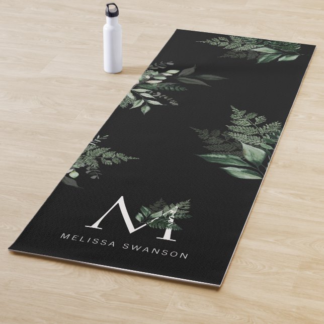 monogram green foliage black yoga mat (In Situ)