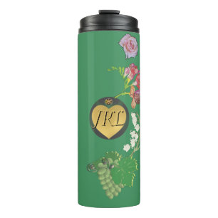 Monogram Green Fruit and Floral Thermal Tumbler