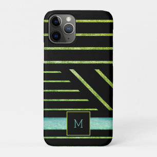Monogram Green Glitter Striped Aventurine Coloured iPhone 11 Pro Case