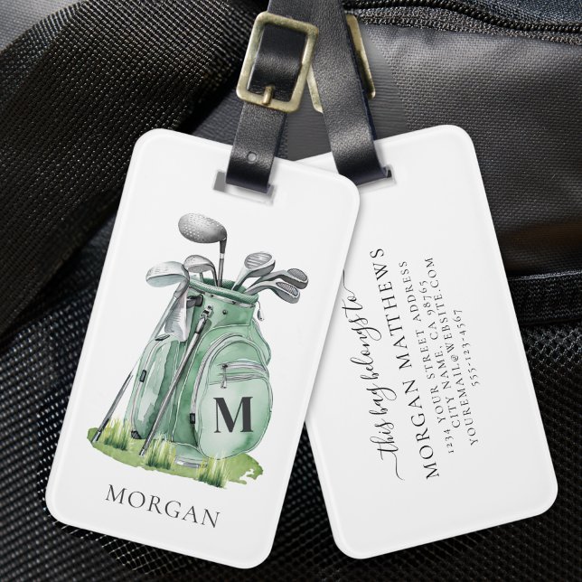 Monogram Green Golf Bag Luggage Tag (Monogram Green Golf Bag Luggage Tag)