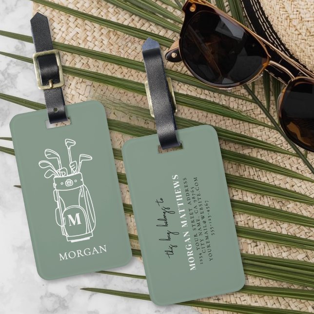 Monogram Green Golf Luggage Tag (Monogram Green Golf Luggage Tag)