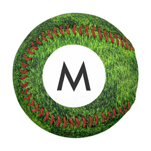 Monogram Green grass texture from a soccer field Baseball (Front Left)