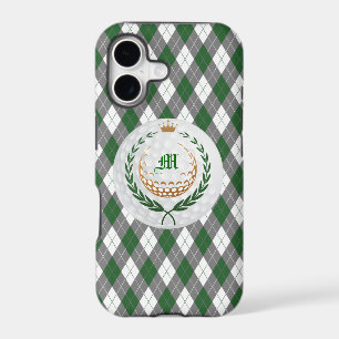 Monogram Green, Grey Argyle iPhone 5 Case
