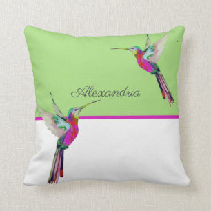 Monogram  green Hummingbird  Cushion