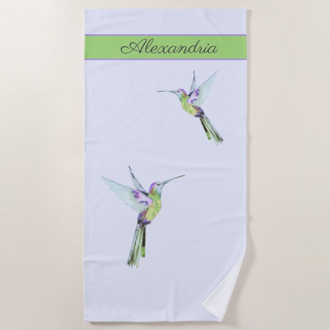 Monogram  green Hummingbird Towel (Front)