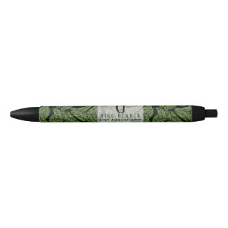 Monogram Green Leaf Tropical RING BEARER Wedding Black Ink Pen