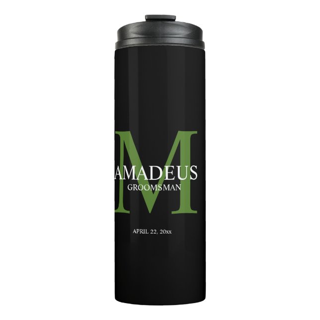 Monogram Green Named thermal tumbler (Front)