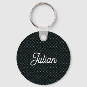 Monogram green net mesh on black key ring