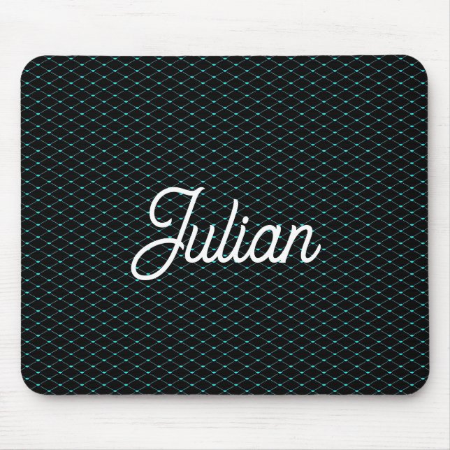 Monogram green net mesh on black mouse mat (Front)