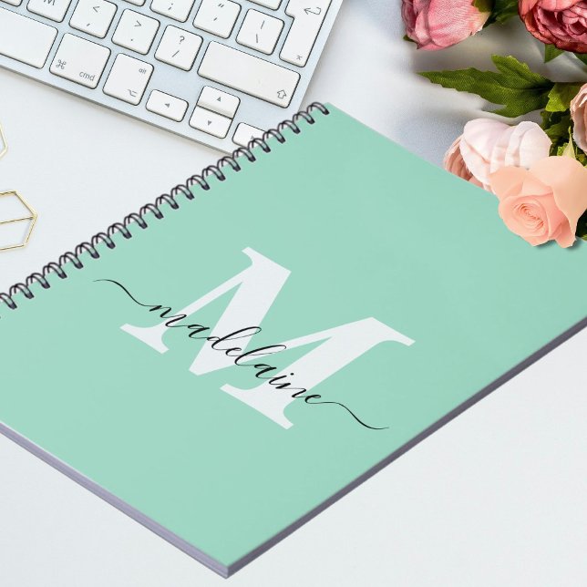 Monogram Green Notebook  Custom Initial & Name (Creator Uploaded)