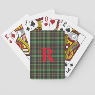 Monogram Green Plaid Playing Cards
