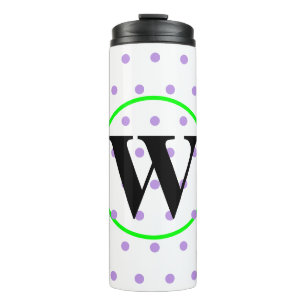 Monogram Green Purple Polka Dots Thermal Tumbler