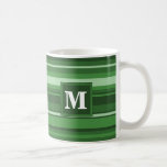 Monogram green stripes coffee mug<br><div class="desc">Monogram green stripes</div>