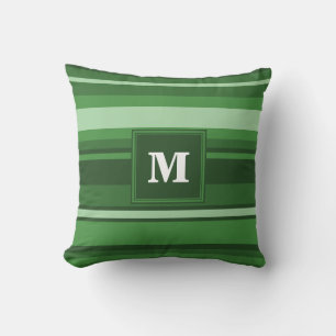 Monogram green stripes cushion