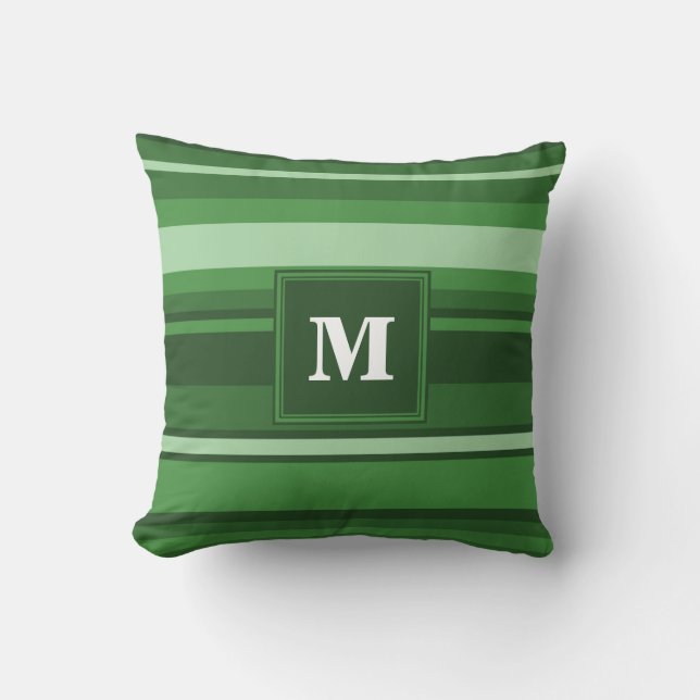 Monogram green stripes cushion (Front)