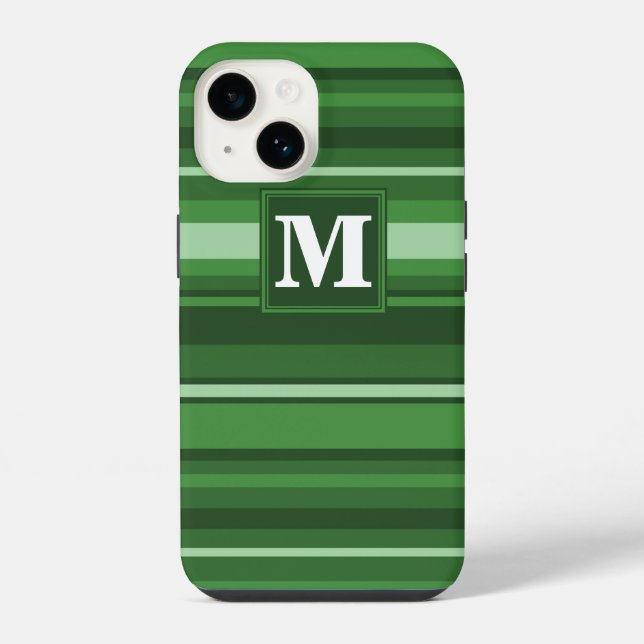 Monogram green stripes  iPhone case (Back)