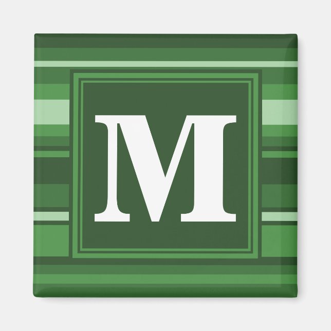 Monogram green stripes magnet (Front)