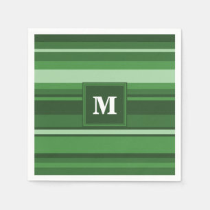 Monogram green stripes napkin