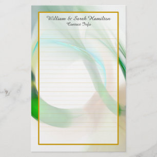 Monogram Green Wedding Rings Fine Lined Stationery