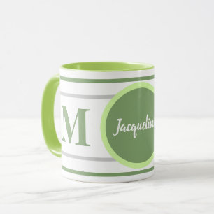Monogram Green White Name Mug