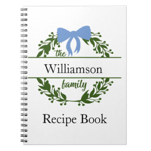 Monogram Green Wreath Family Name Recipe Binder Notebook