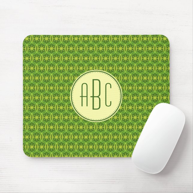 Monogram green yellow bicycle wheel pattern mouse mat (With Mouse)