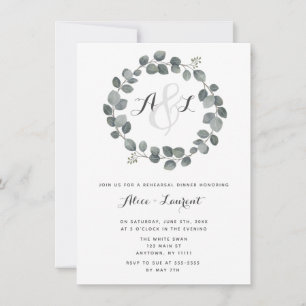Monogram Greenery Rehearsal Dinner Invitations