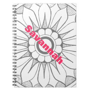 Monogram Grey and Pink Modern Medallion Pattern Notebook