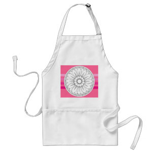 Monogram Grey and Pink Modern Medallion Pattern Standard Apron