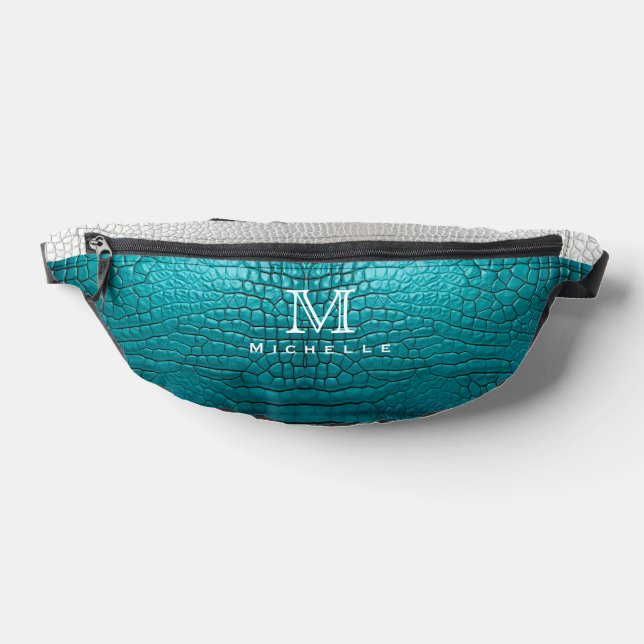 Monogram Grey and Teal Faux Snake Skin Bum Bags (Lay Down)