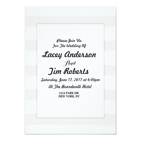 Monogram Grey and White Stripe Wedding Invitation