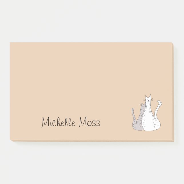 Monogram Grey and White Tabby Kitty Cats Post-it Notes (Front)