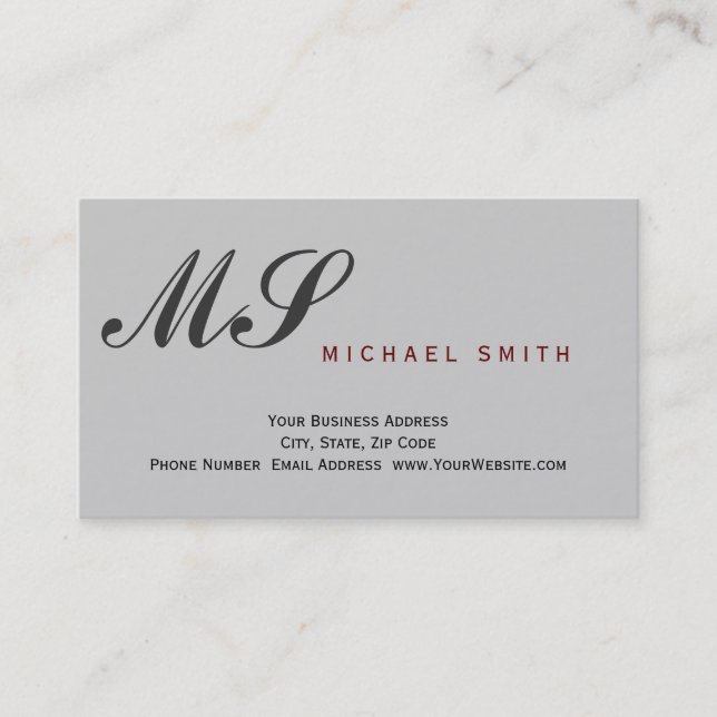Monogram Grey Attorney at Law Business Card (Front)