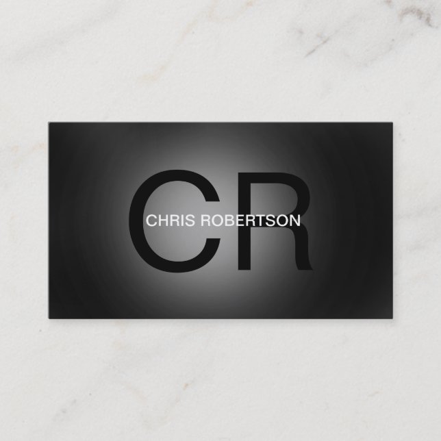 Monogram Grey Black Business Card (Front)