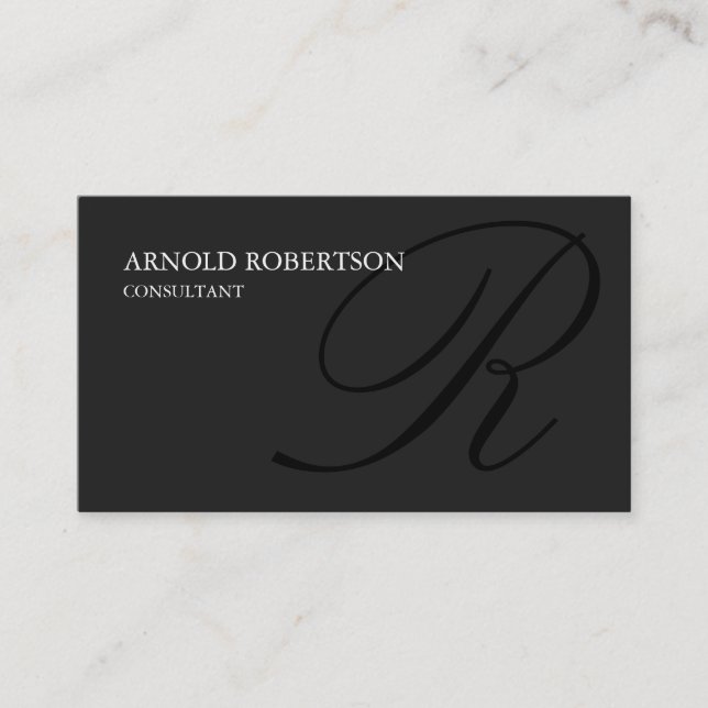 Monogram Grey Black Consultant Business Card (Front)