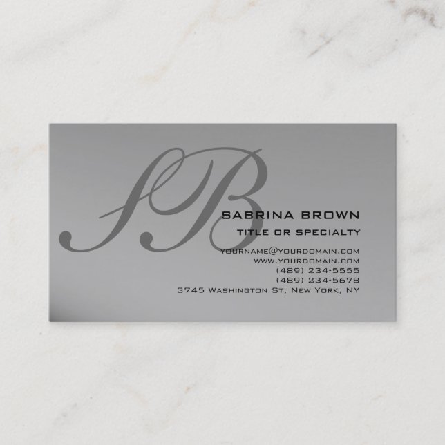Monogram Grey Black Consultant Business Card (Front)