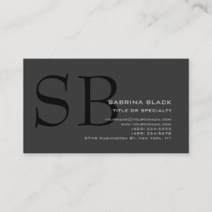Monogram Grey Black Consultant Business Card