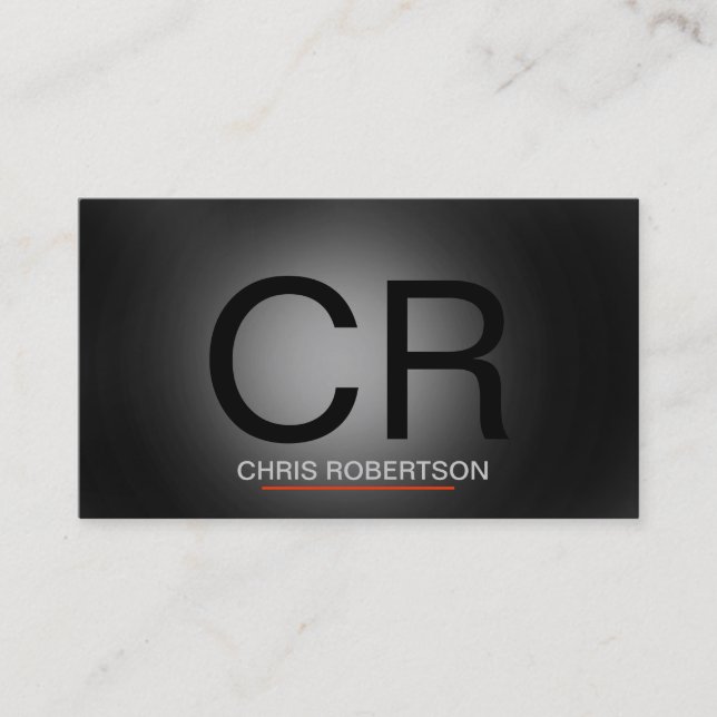 Monogram Grey Black Red Business Card (Front)