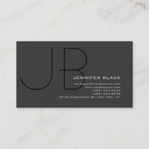 Monogram Grey Black Ultra-Thick Business Card